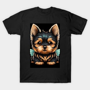 Super Cute Yorkshire Terrier Puppy Portrait T-Shirt